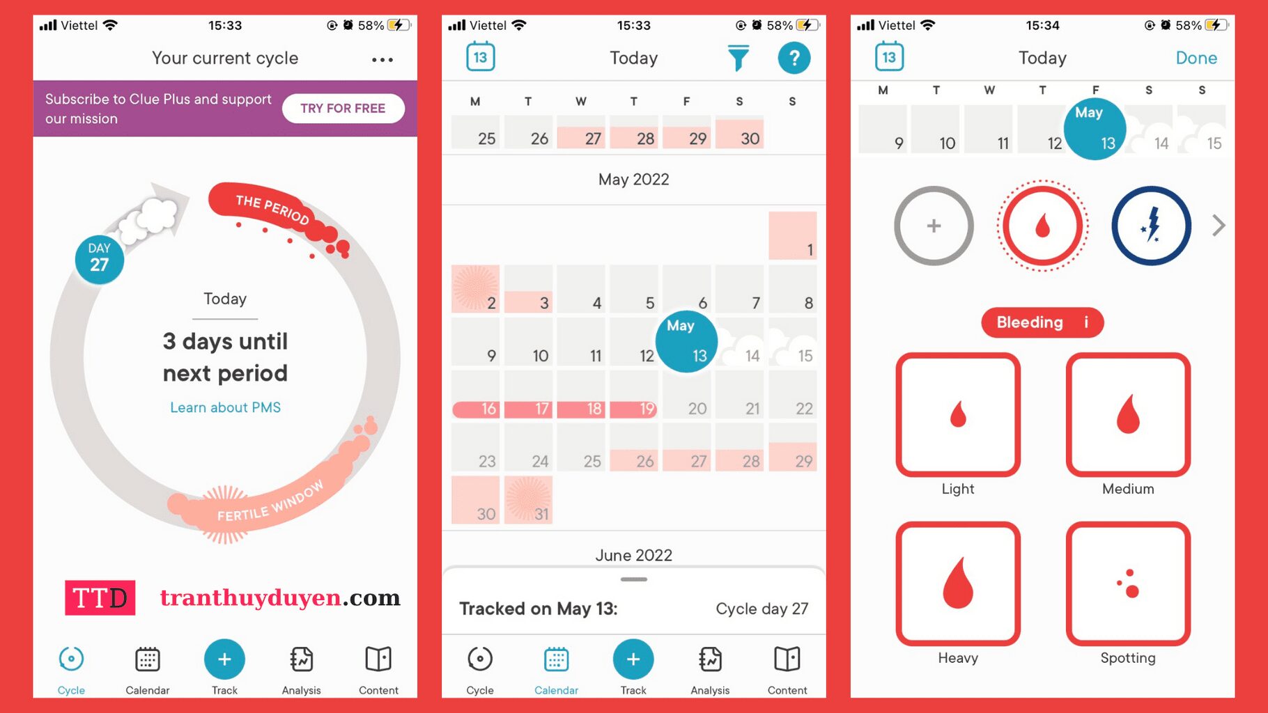 App theo dõi kinh nguyệt Clue Period & Cycle Tracker 