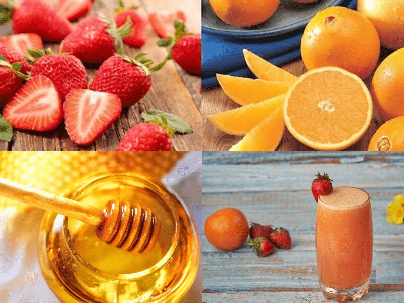Mix mật ong với nước ép cam và dâu tây